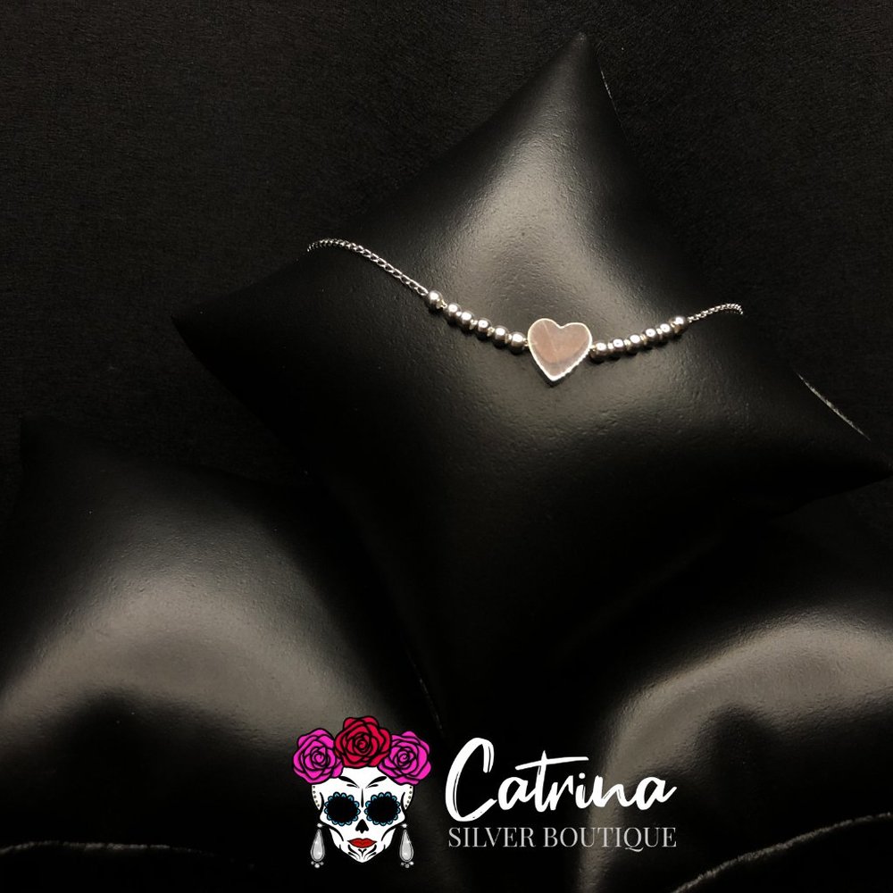 925 Sterling Silver Heart Ankle Bracelet